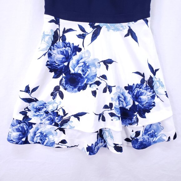 Speechless Navy Blue N White Floral Layered Formal Party Preppy Dress Size XL - Picture 3 of 15